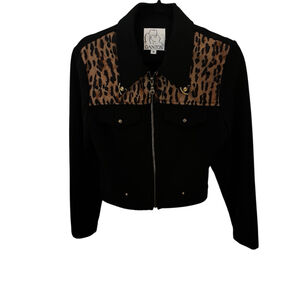 Gantos Vintage Black and Leopard Print Jacket - Size M (Women)